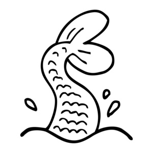 美人鱼黑白线描黑白卡通美人鱼尾巴照片