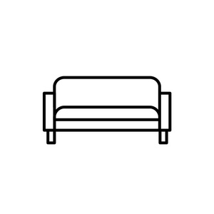 现代沙发的黑白向量例证。设置的线图标。经典的家居和办公家具。白色背景上的独立对象