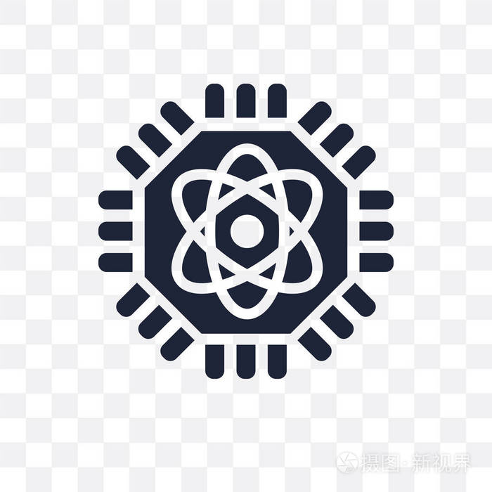 量子计算透明图标.从未来技术集合的量子计算符号设计插画-正版商用图