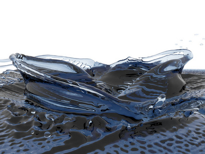 飞溅的蓝色波光粼粼的纯净水.抽象的自然背景.3d 渲染插图照片