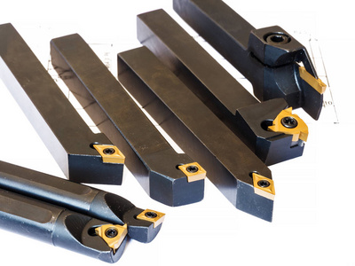 可转位车床工具, 可更换小贴士, 设置在白色背景上.