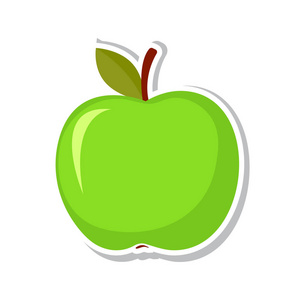 绿色苹果。甜水果。孤立的水果在白色背景。向量例证