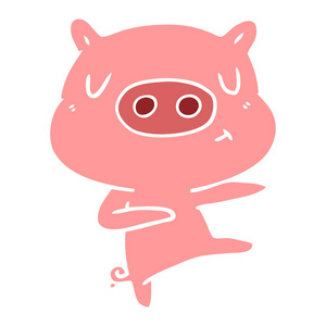 扁平色风格卡通内容猪舞蹈