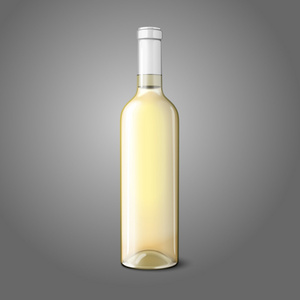 空白的现实瓶白葡萄酒。矢量