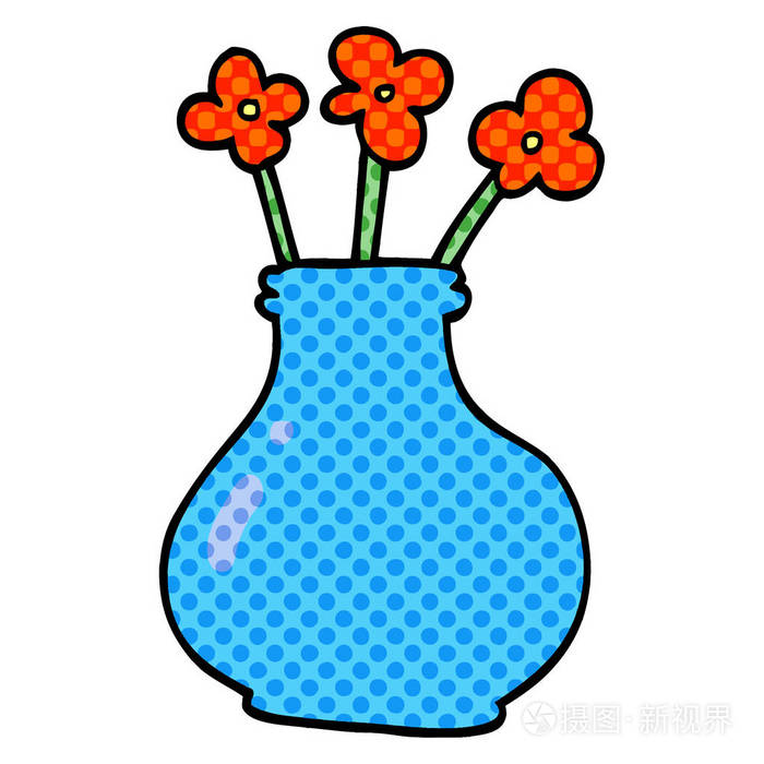 动画片涂鸦花瓶花