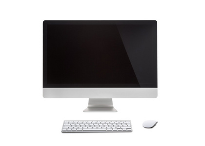 台式计算机与无线键盘和鼠标图片