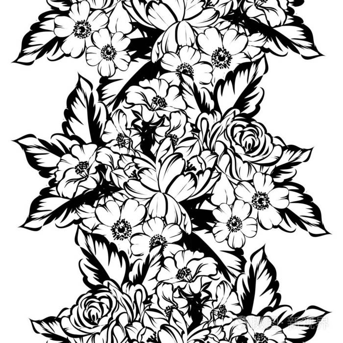 花卉与纹样黑白图片