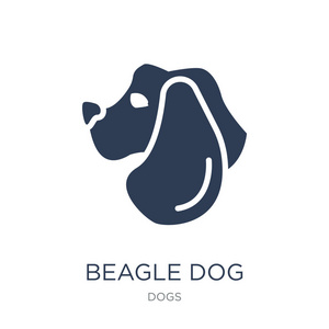 比格尔狗图标。时尚平向量 beagle 狗图标在白色背景从狗收集, 向量例证可用于网络和移动, eps10