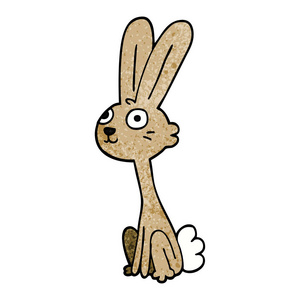 动画片涂鸦兔子在白色背景图片