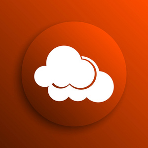 云图标。橙色背景上的互联网按钮