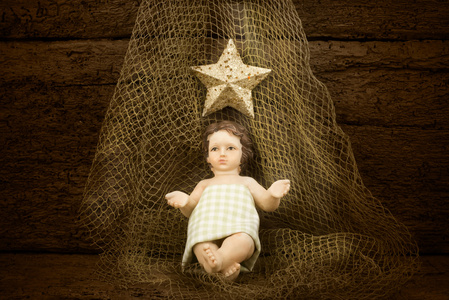 圣诞节的孩子耶稣渔网
