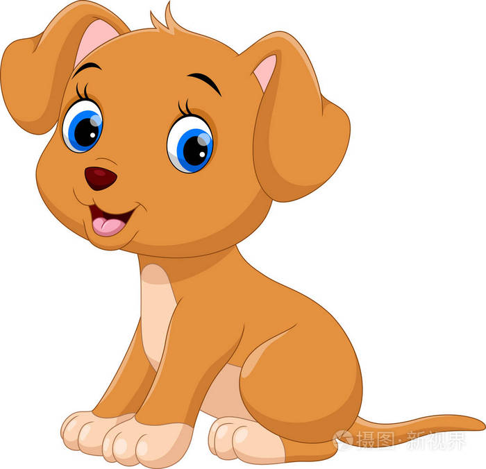 可爱的小狗卡通在白色背景下隔离