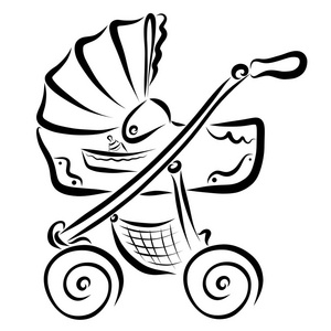 婴儿马车为新生儿, 黑色素描照片