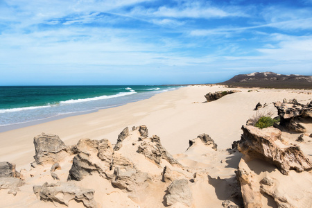 夏季海滩praia de verandinha在boavista cape verde