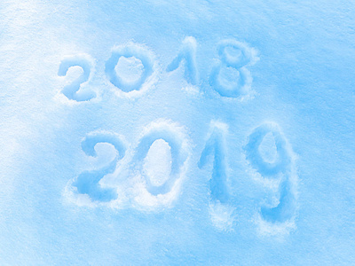 题字 2018 2019 在雪, 新年的标志