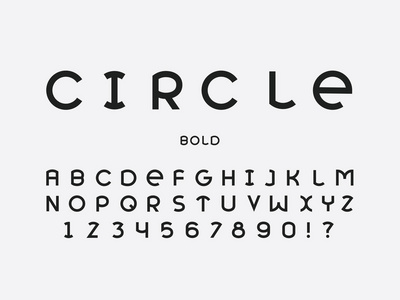 圆圈粗体字体。矢量字母表