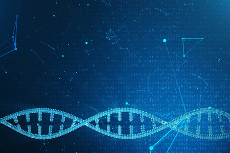 人工 intelegence Dna 分子。概念二进制编码基因组。抽象技术科学, 概念人工 Dna。3d 插图