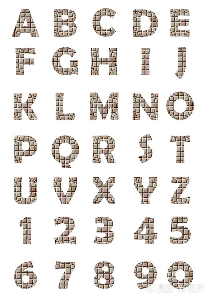 大写的字母和数字在马赛克设计