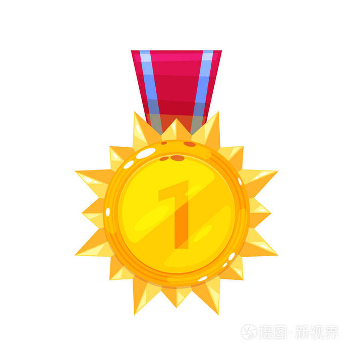 金牌, 秩序, 奖项, 红色, 白色丝带.体育冠军