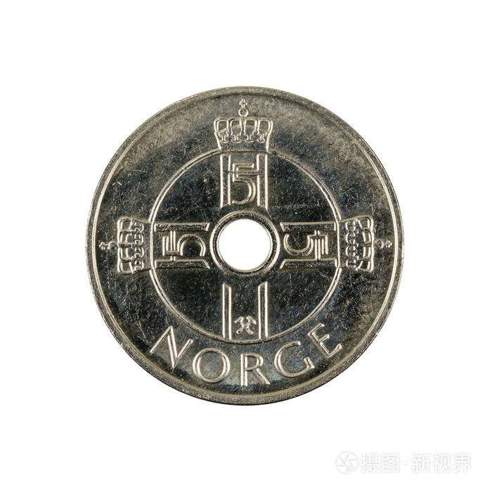 一挪威克朗硬币 (2010) 被隔绝在白色背景上