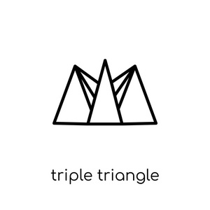 三三角图标。时尚现代平面线性向量三三角图标在白色背景从细线几何汇集, 轮廓向量例证