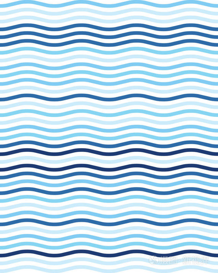 无缝蓝波浪线简单图案, 抽象几何背景