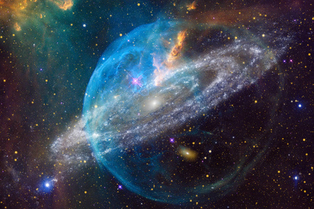 星云和星系在空间中.这幅图像由美国国家航空航天局提供的元素照片