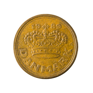 50丹麦 oere 硬币 1989 反向隔绝在白色背景上