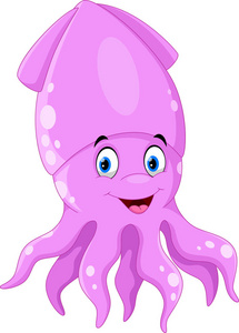 白色背景的滑稽乌贼卡通片照片