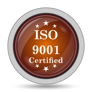 Iso9001 图标, 橙色网站按钮白色背景