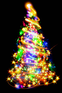 抽象彩色圣诞树从圣诞灯