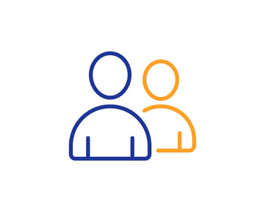 五颜六色的轮廓概念.蓝色和橙色细线颜色图标.用户向量照片