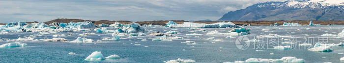 美妙的景色, 冰川泻湖, Jokulsarlon, 在南冰岛, 夏季时间, 阳光明媚的一天