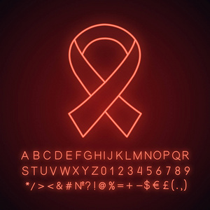 防艾滋带霓虹灯图标。世界艾滋病日发光标志。抗击艾滋病。矢量隔离插图