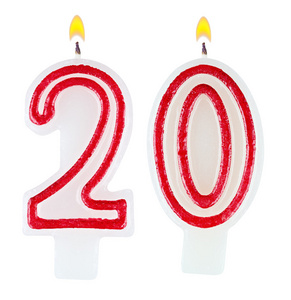 生日蜡烛数字二十孤立照片