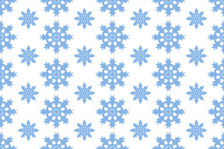 矢量无缝图案与蓝色雪花。冬季背景下, 白雪落在白色