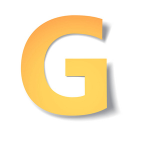 黄色-金色字母 g 刻从纸与软阴影.矢量折纸照片