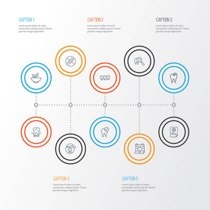 搪瓷图标线风格设置与牙医日, 检查牙齿, 牙科护理和其他牙龈炎的元素。独立的矢量插图搪瓷图标