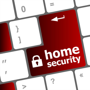 安全概念 家庭安全图标上的电脑键盘输入按钮背景