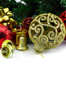 金色的点缀和装饰圣诞节背景图片