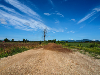 农村公路和蓝蓝的天空云