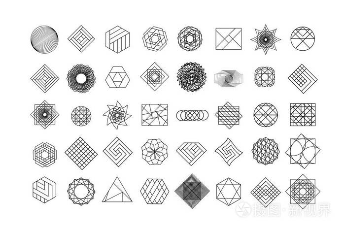 新潮时髦背景和标志.宗教, 哲学, 灵性, 神秘主义符号集合