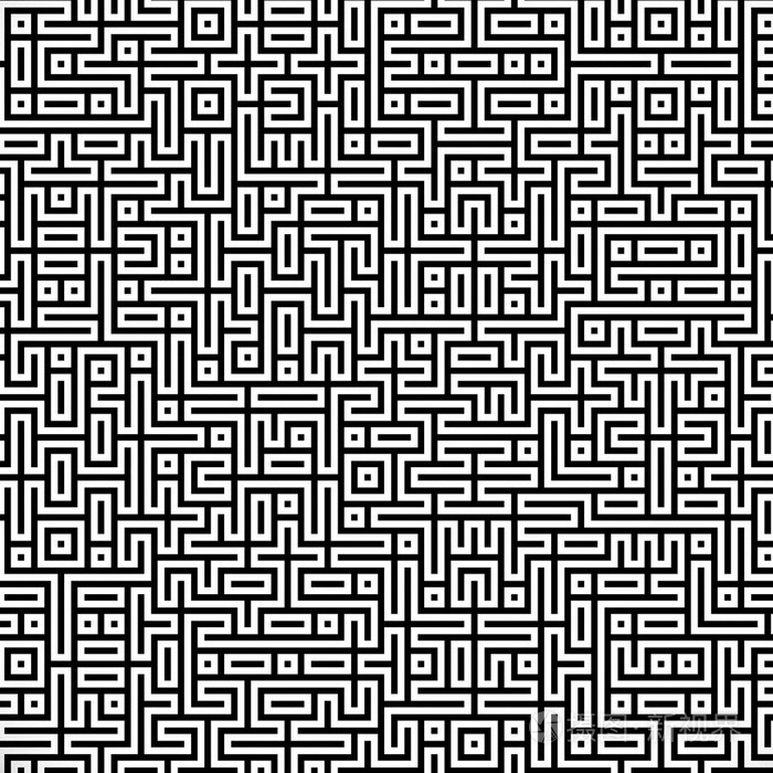 分形黑色线相交的抽象迷宫迷宫