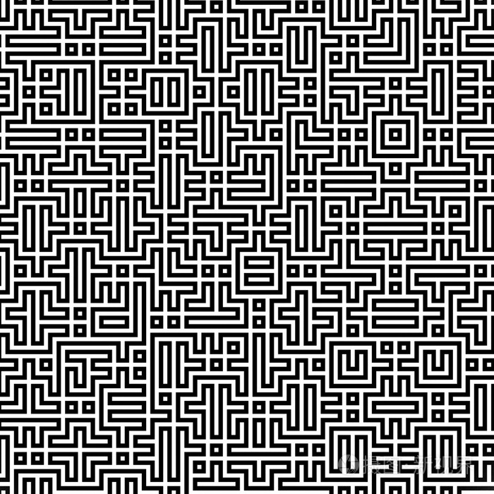 分形黑色线相交的抽象迷宫迷宫