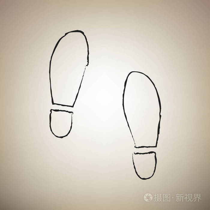 印鞋底鞋标志向量画笔绘制黑色图标在浅褐色背景