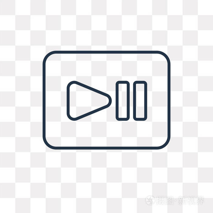 视频播放器矢量大纲图标隔离在透明的背景下, 高品质的线性视频播放器