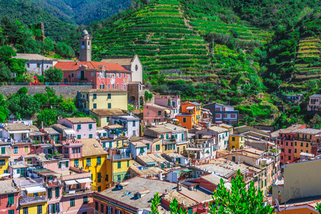 风景如画的 Vernazza 镇, 在 La 帕斯亚省, 意大利
