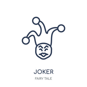恐怖小丑或小丑与脸万圣节图标小丑线图标小丑矢量线图标 标志 插图