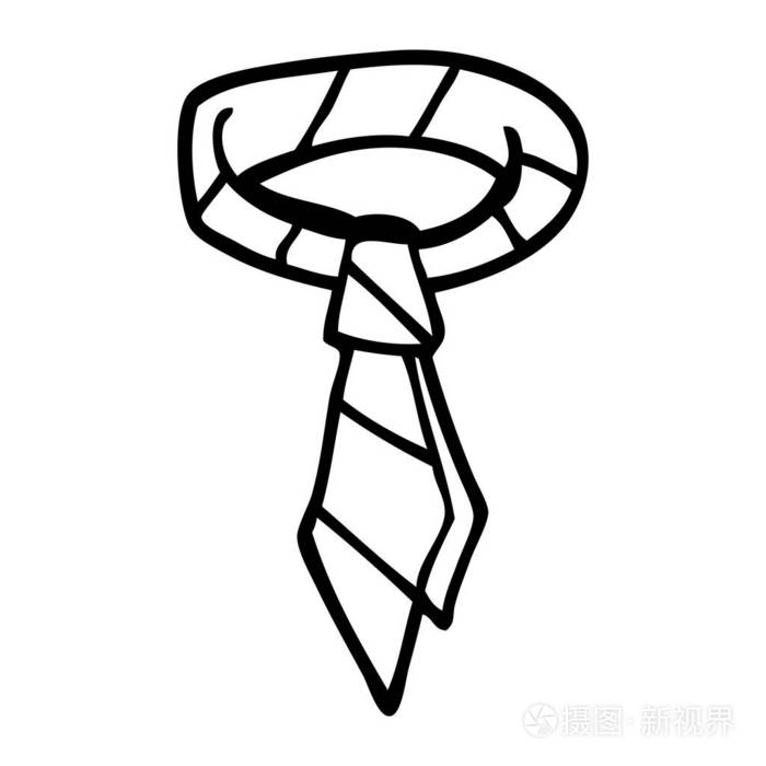 线条画卡通办公室领带