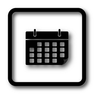 日历图标, 黑色网站按钮白色背景